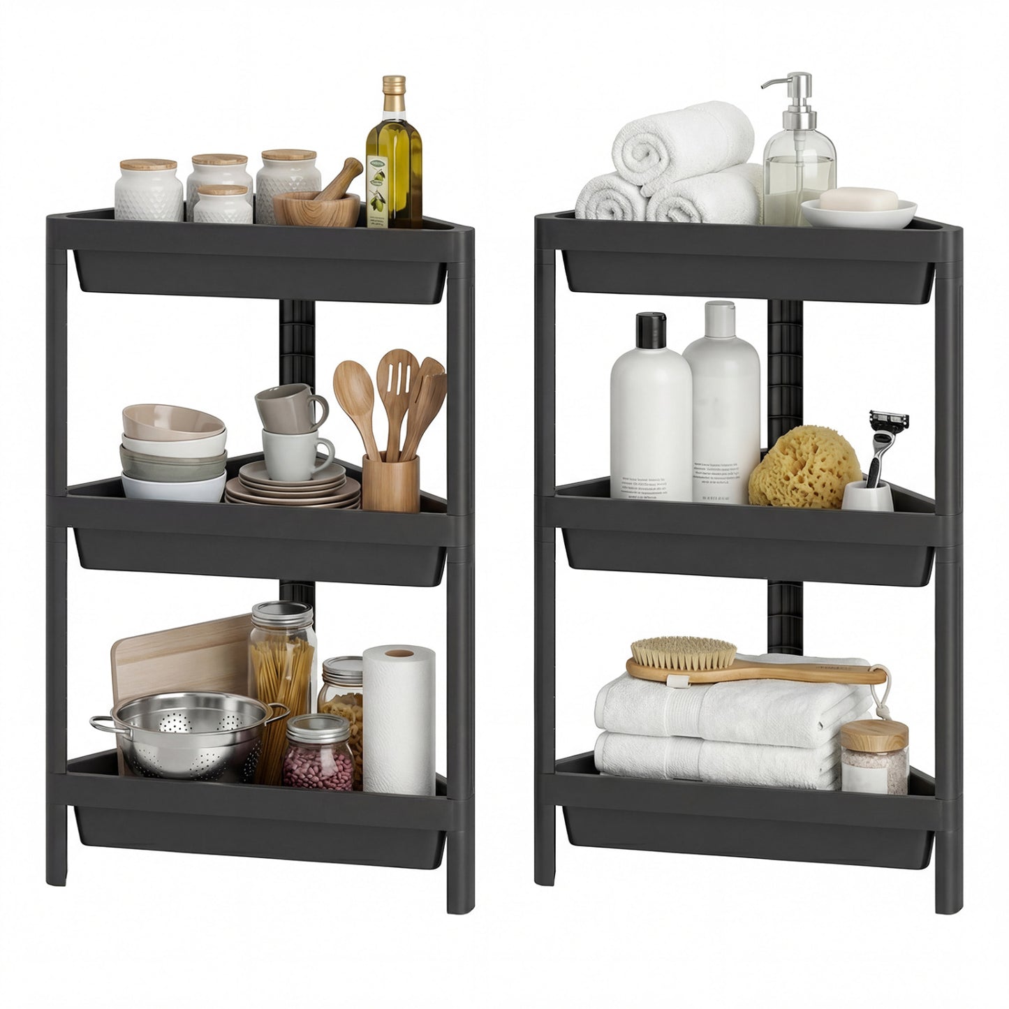 3-Tier Corner Shower Caddy 2-Pack with Detachable Design, Black Bathroom Etagere at Gallery Canada