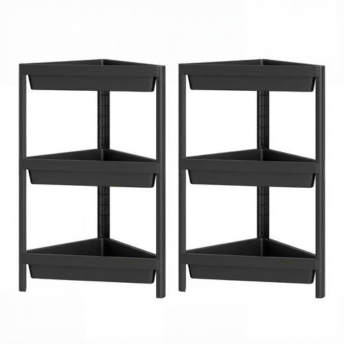 3-Tier Corner Shower Caddy 2-Pack with Detachable Design, Black