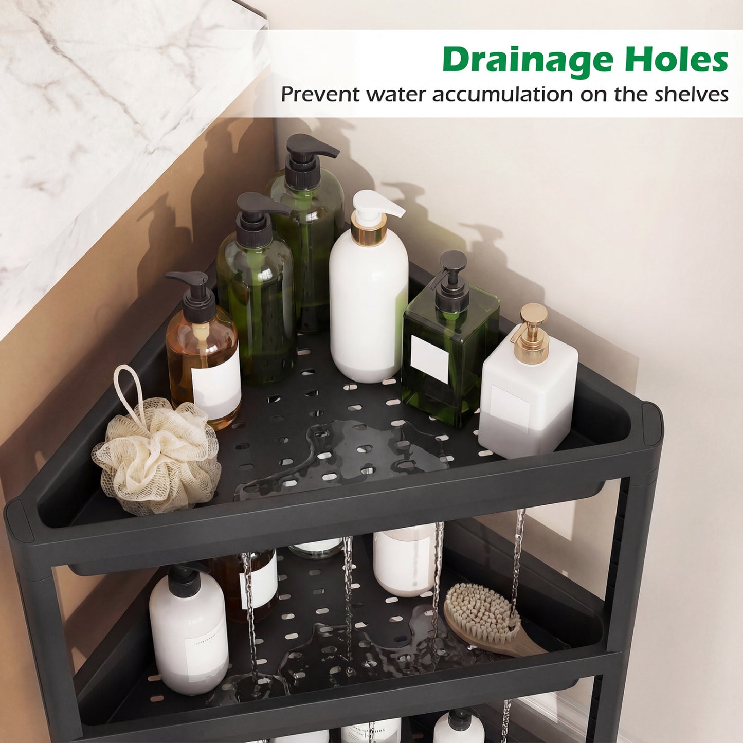 3-Tier Corner Shower Caddy 2-Pack with Detachable Design, Black Bathroom Etagere at Gallery Canada