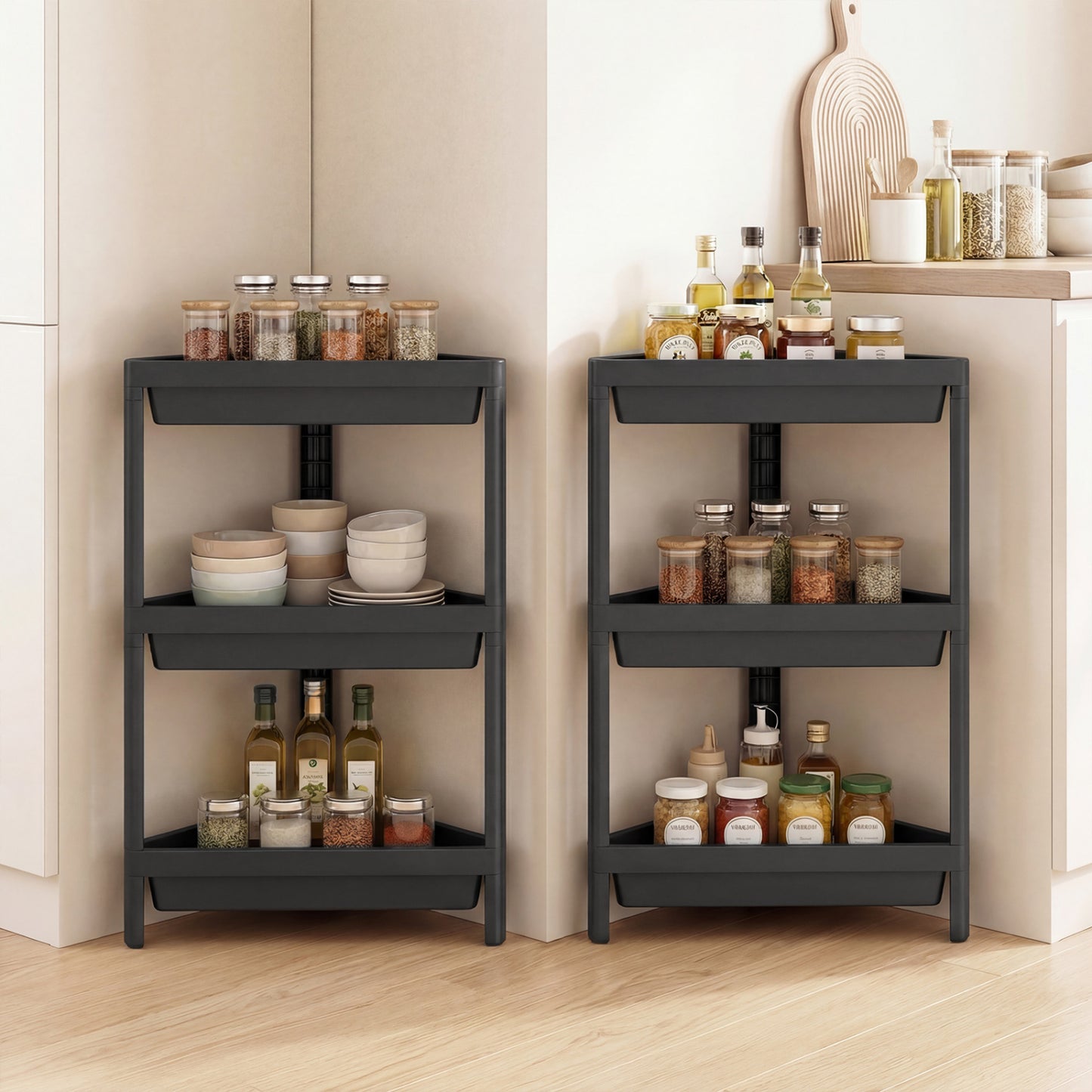 3-Tier Corner Shower Caddy 2-Pack with Detachable Design, Black Bathroom Etagere at Gallery Canada