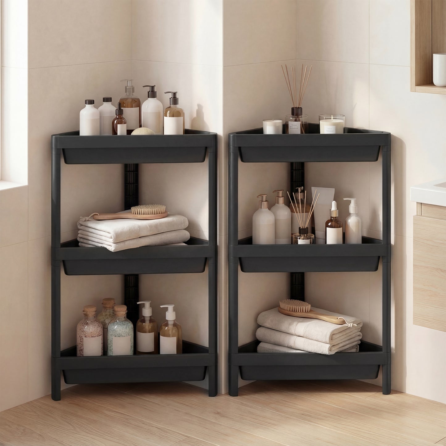 3-Tier Corner Shower Caddy 2-Pack with Detachable Design, Black Bathroom Etagere at Gallery Canada