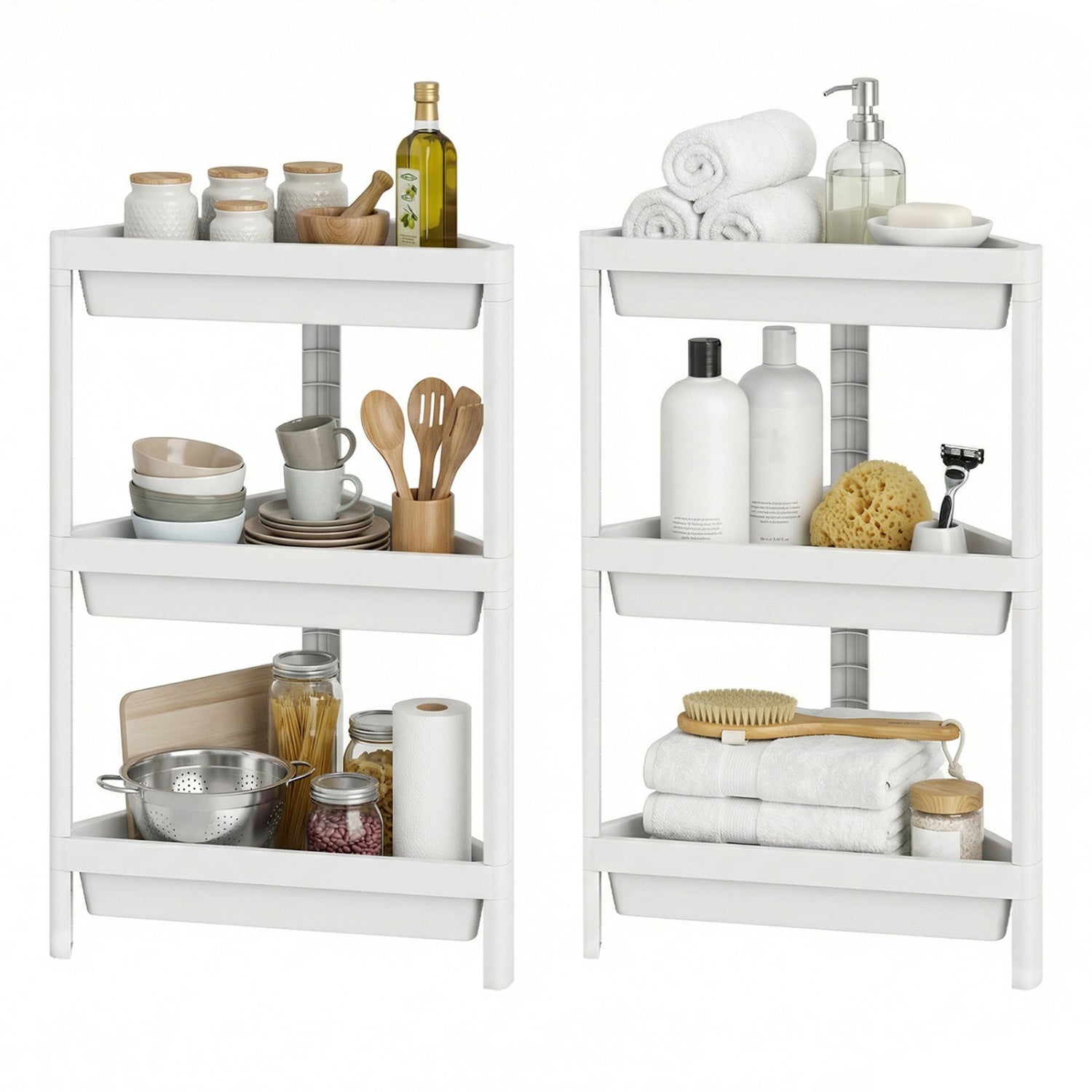 3-Tier Corner Shower Caddy 2-Pack with Detachable Design, White Bathroom Etagere at Gallery Canada