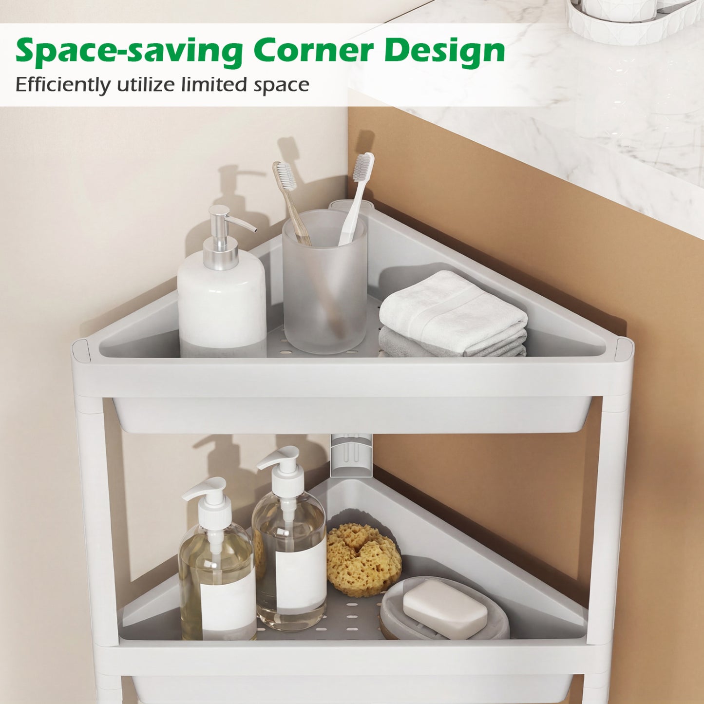 3-Tier Corner Shower Caddy 2-Pack with Detachable Design, White Bathroom Etagere at Gallery Canada