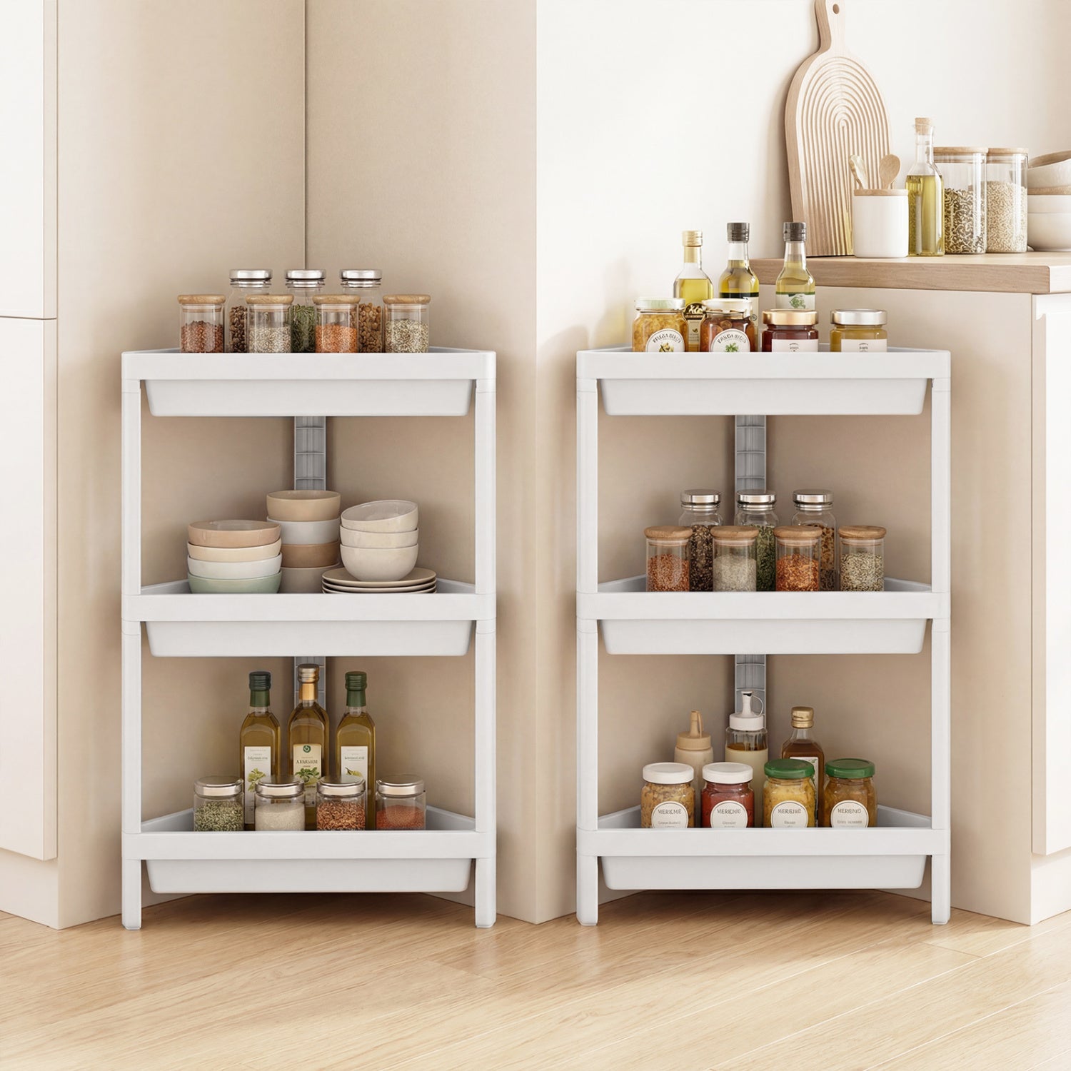 3-Tier Corner Shower Caddy 2-Pack with Detachable Design, White Bathroom Etagere at Gallery Canada