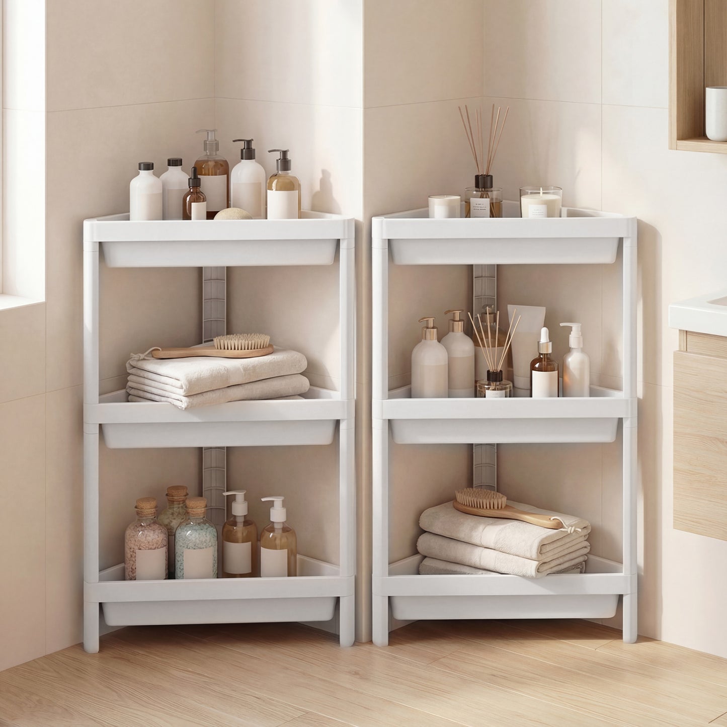 3-Tier Corner Shower Caddy 2-Pack with Detachable Design, White Bathroom Etagere at Gallery Canada