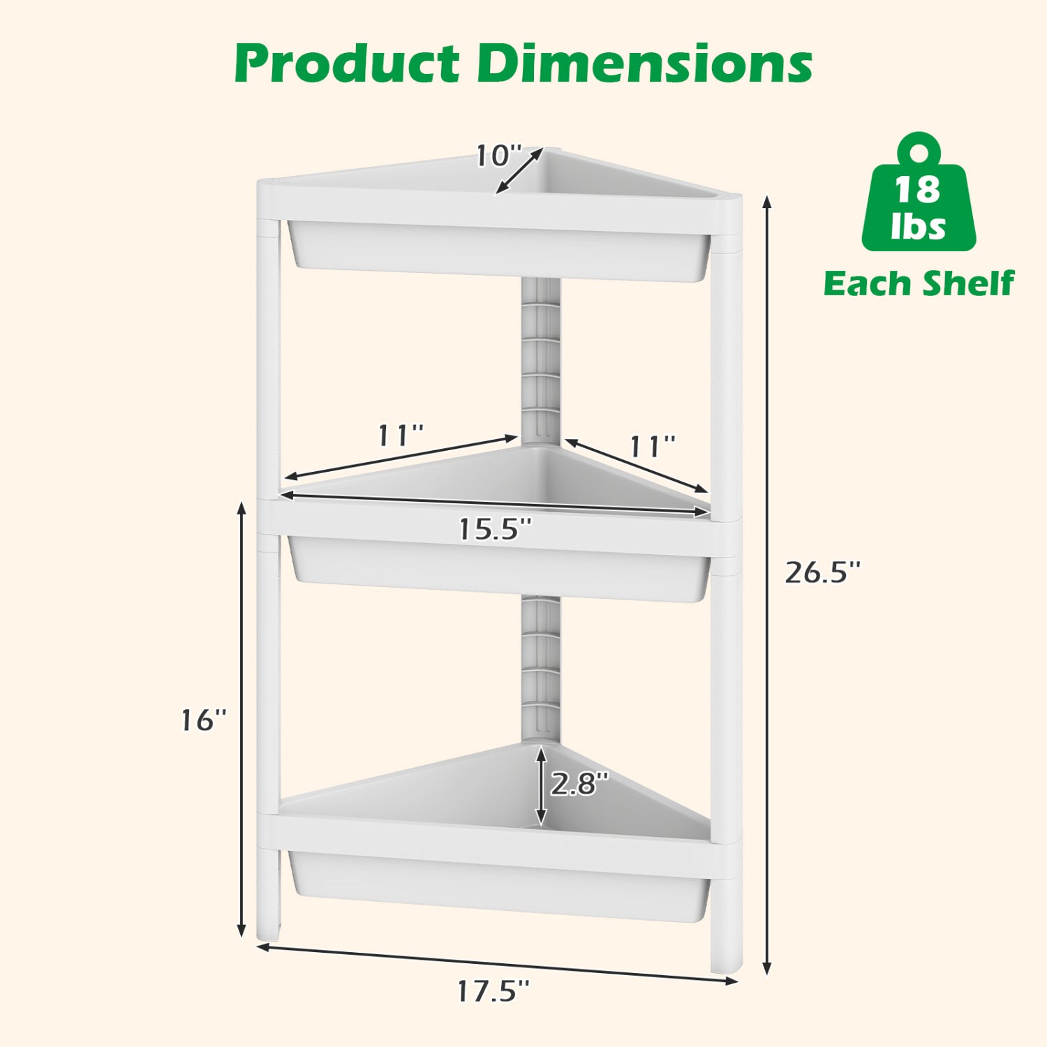 3-Tier Corner Shower Caddy 2-Pack with Detachable Design, White Bathroom Etagere at Gallery Canada