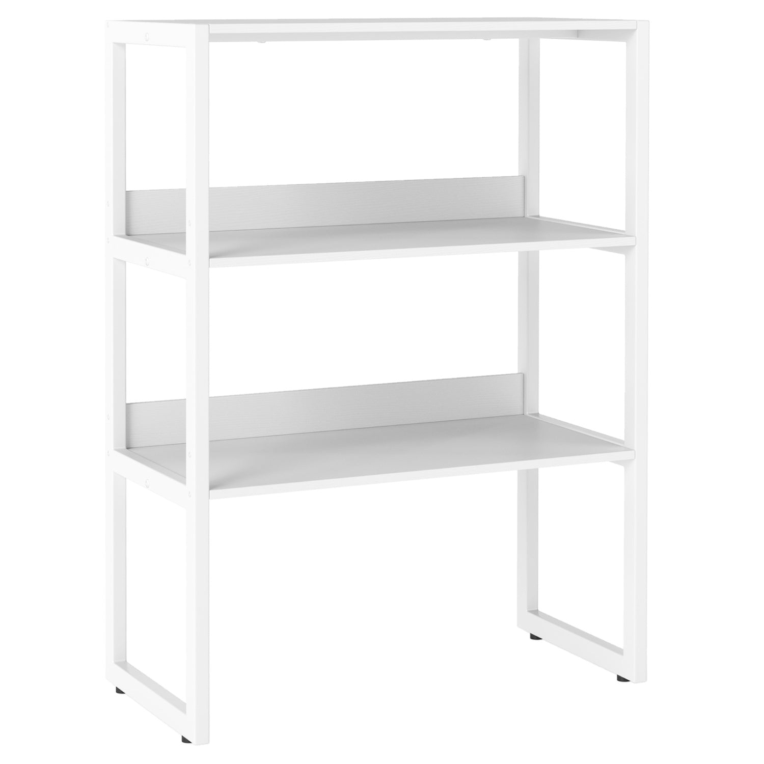 3-Tier Countertop Storage Hutch with Open Shelves, White Bookcases White at Gallery Canada