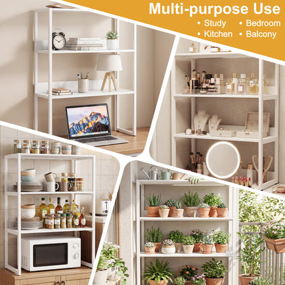 3-Tier Countertop Storage Hutch with Open Shelves, White Bookcases at Gallery Canada
