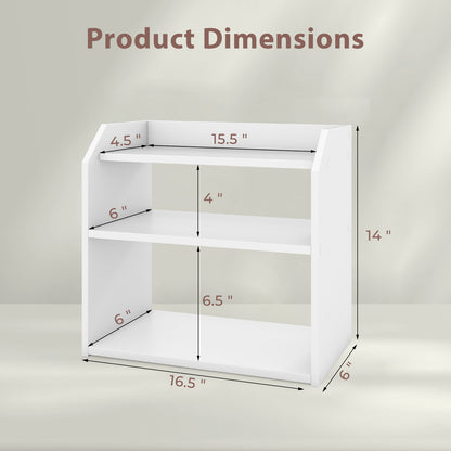 3-Tier Desktop Bookshelf Wooden Countertop Bookcase with Raised Top Guardrails, White Bookcases at Gallery Canada