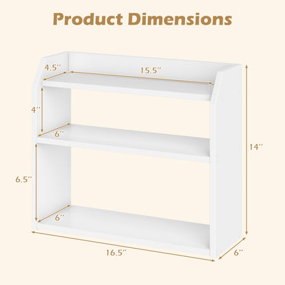 3-Tier Desktop Bookshelf Wooden Countertop Bookcase with Raised Top Guardrails, White Bookcases at Gallery Canada