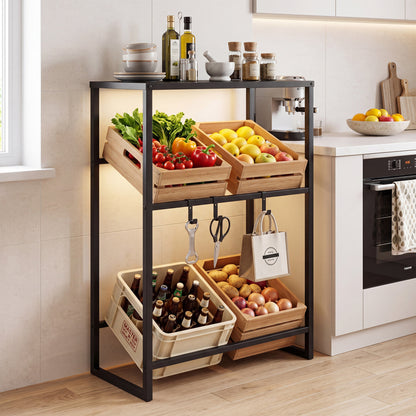 3-Tier Drink Crate Rack With Shelf, Black Kitchen Organization at Gallery Canada