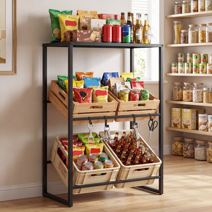 3-Tier Drink Crate Rack With Shelf, Black Kitchen Organization at Gallery Canada