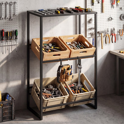 3-Tier Drink Crate Rack With Shelf, Black Kitchen Organization at Gallery Canada