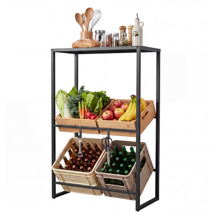 3-Tier Drink Crate Rack With Shelf, Black Kitchen Organization Black at Gallery Canada