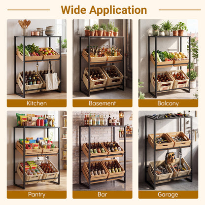 3-Tier Drink Crate Rack With Shelf, Black Kitchen Organization at Gallery Canada