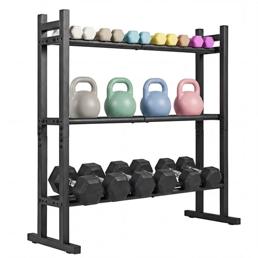 3-Tier Dumbbell Rack, 529LB Capacity, Heavy-Duty Adjustable Stand, Black Dumbbells Black at Gallery Canada