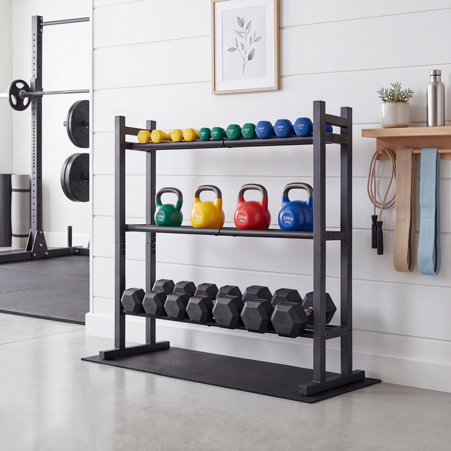 3-Tier Dumbbell Rack, 529LB Capacity, Heavy-Duty Adjustable Stand, Black Dumbbells at Gallery Canada