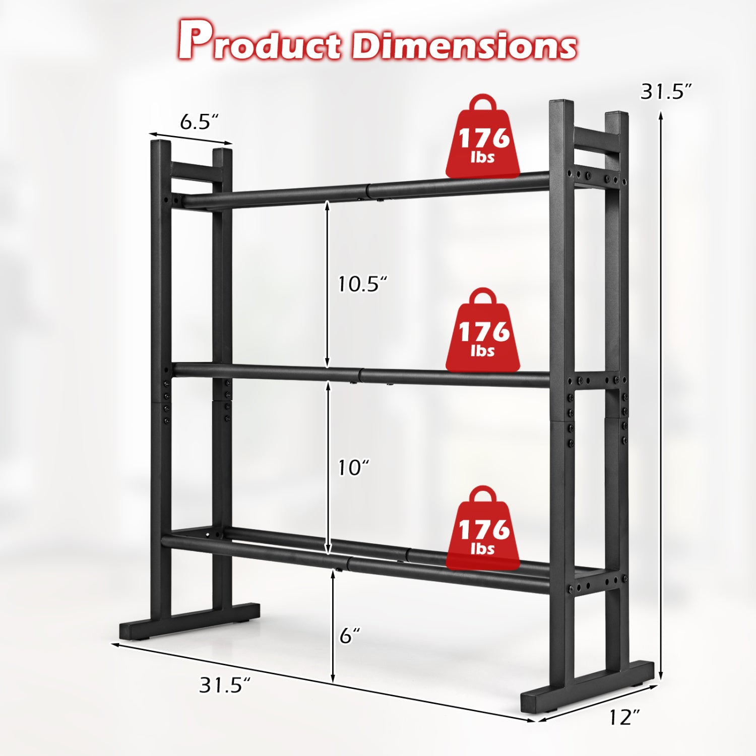 3-Tier Dumbbell Rack, 529LB Capacity, Heavy-Duty Adjustable Stand, Black Dumbbells at Gallery Canada