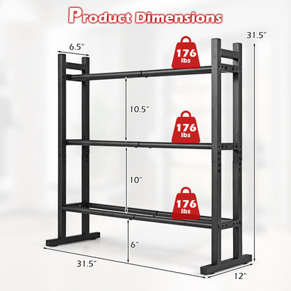 3-Tier Dumbbell Rack, 529LB Capacity, Heavy-Duty Adjustable Stand, Black Dumbbells at Gallery Canada
