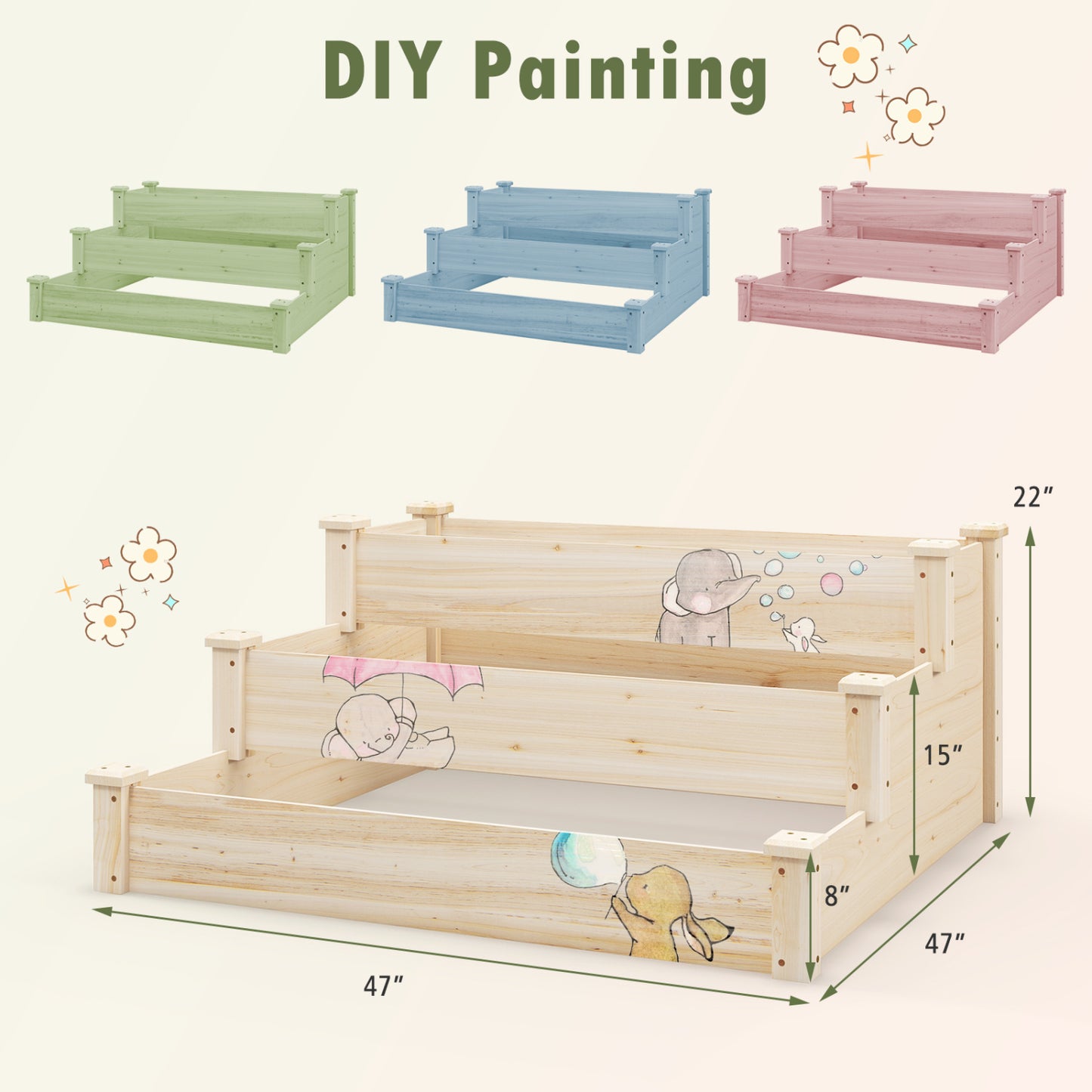 3 Tier Elevated Wooden Vegetable Garden Bed Raised Garden Beds at Gallery Canada