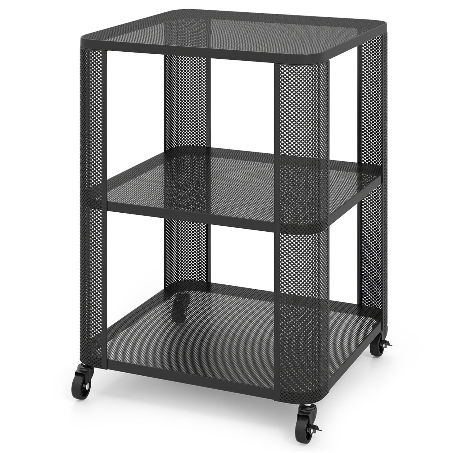 3-Tier Rolling End Table with Open Storage Shelves End & Side Tables Black at Gallery Canada