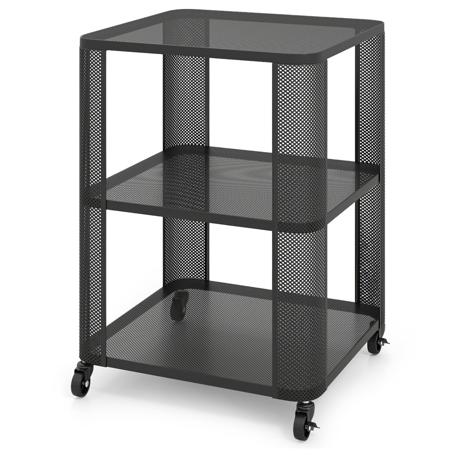 3-Tier Rolling End Table with Open Storage Shelves End & Side Tables Black at Gallery Canada