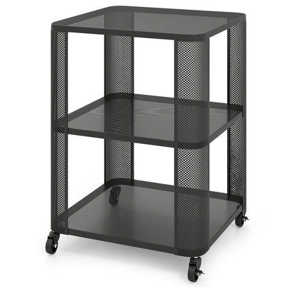 3-Tier Rolling End Table with Open Storage Shelves End & Side Tables Black at Gallery Canada