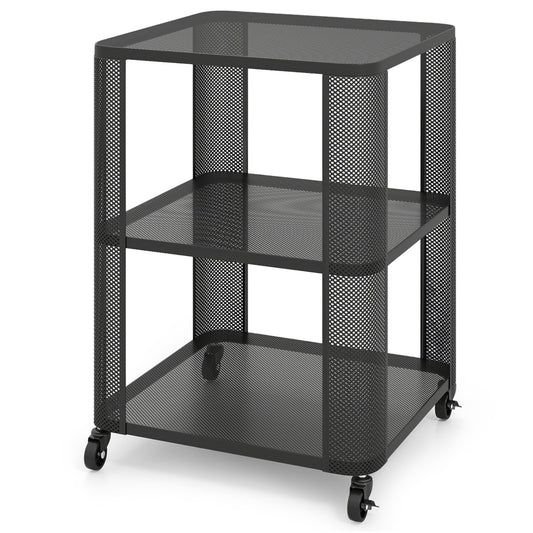 3-Tier Rolling End Table with Open Storage Shelves End & Side Tables Black at Gallery Canada