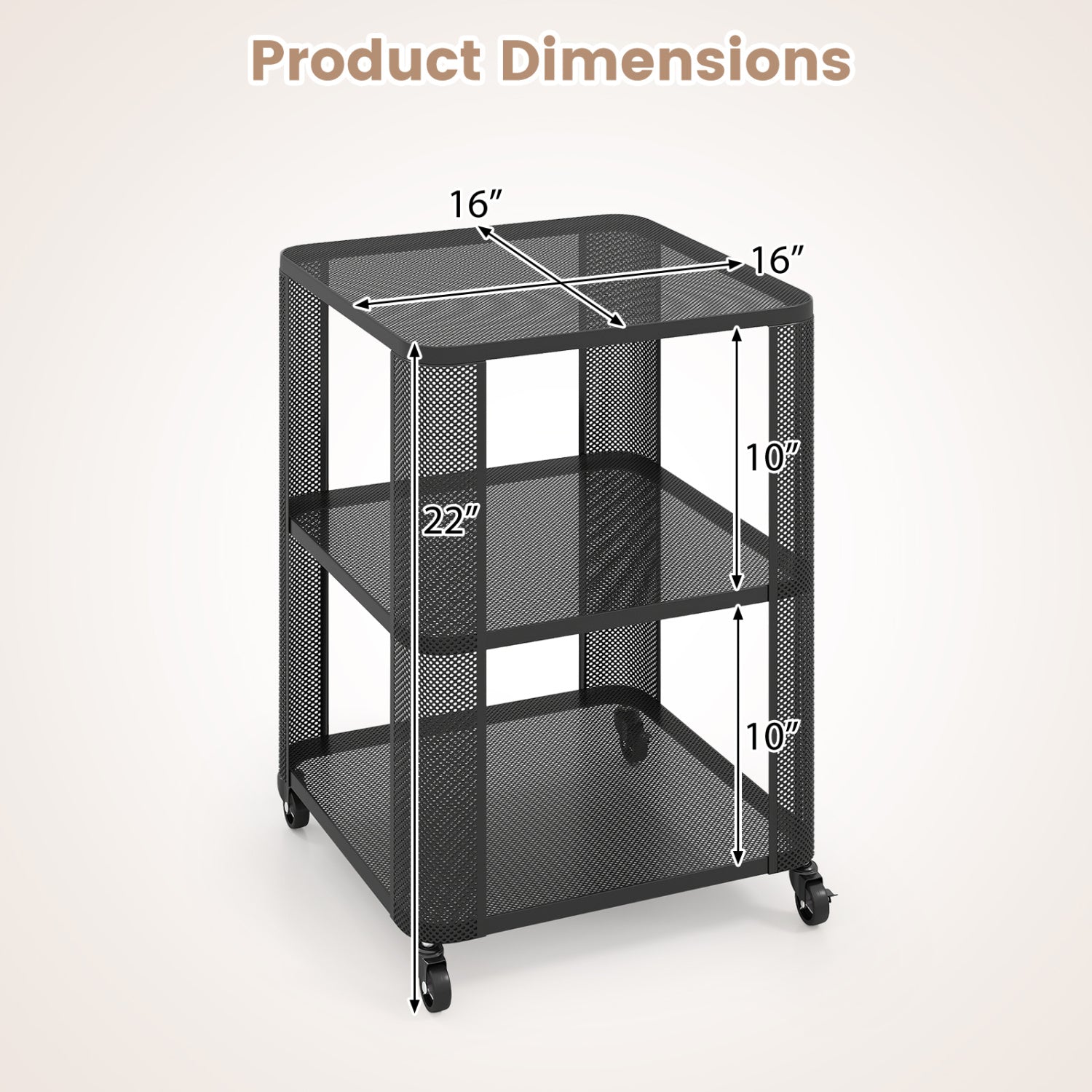 3-Tier Rolling End Table with Open Storage Shelves End & Side Tables at Gallery Canada