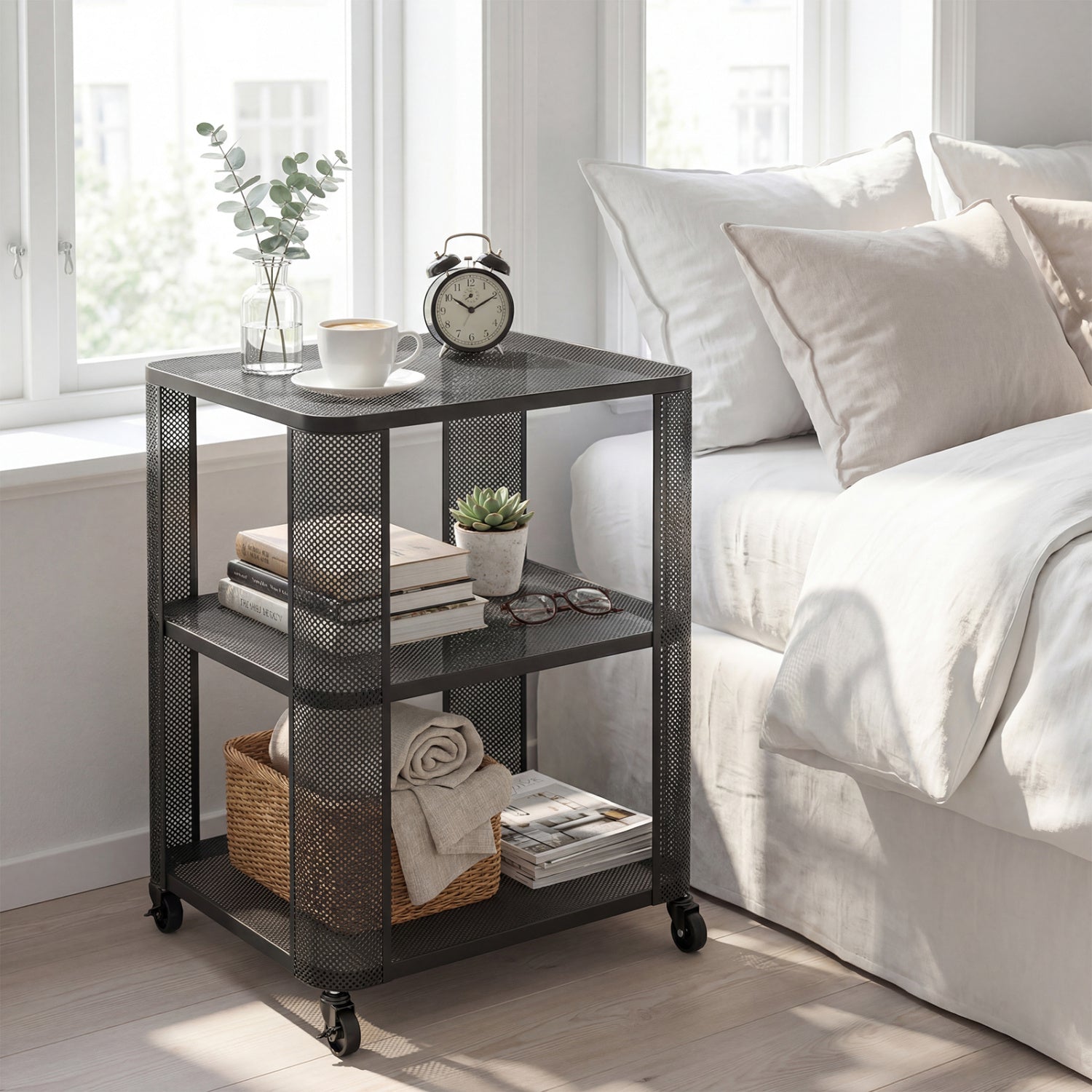 3-Tier Rolling End Table with Open Storage Shelves End & Side Tables at Gallery Canada