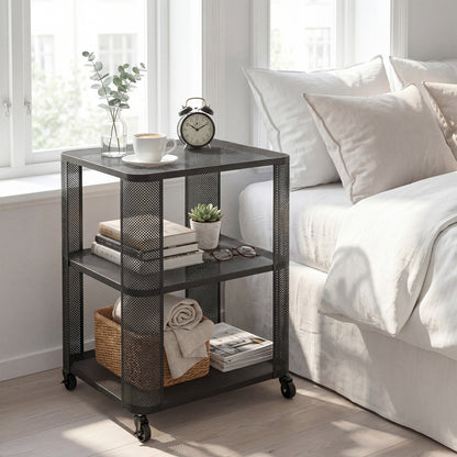 3-Tier Rolling End Table with Open Storage Shelves End & Side Tables at Gallery Canada