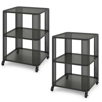 3-Tier Rolling End Table with Open Storage, Set of 2 End & Side Tables Black at Gallery Canada