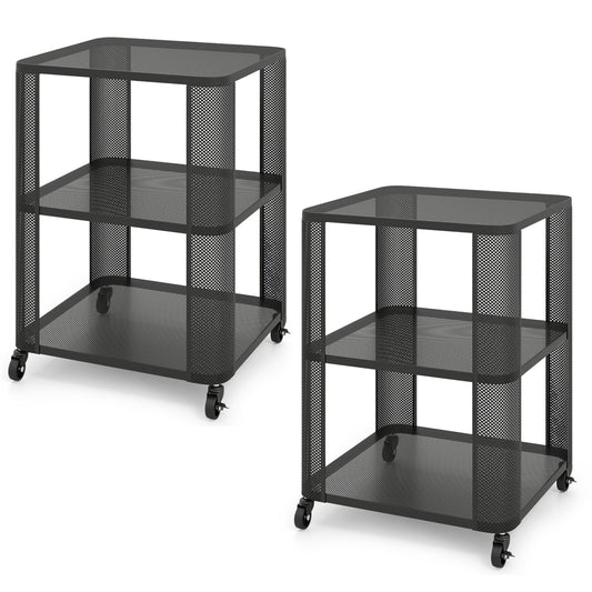 3-Tier Rolling End Table with Open Storage, Set of 2 End & Side Tables Black at Gallery Canada