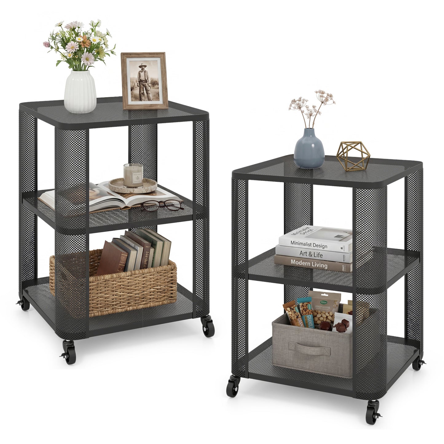 3-Tier Rolling End Table with Open Storage, Set of 2 End & Side Tables at Gallery Canada