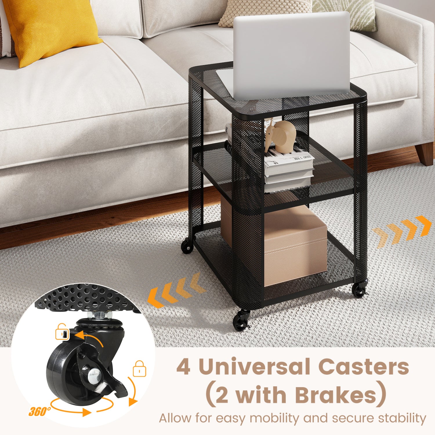 3-Tier Rolling End Table with Open Storage, Set of 2 End & Side Tables at Gallery Canada