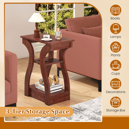 3-Tier End Tables, Set Of 2, Charging Station, Open Shelves, Cherry End & Side Tables at Gallery Canada