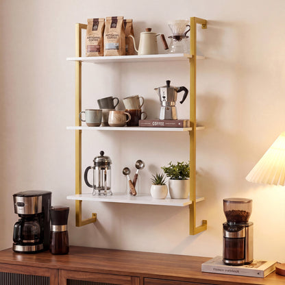 3-Tier Floating Shelf for Kitchen Living Room, White Bookcases at Gallery Canada