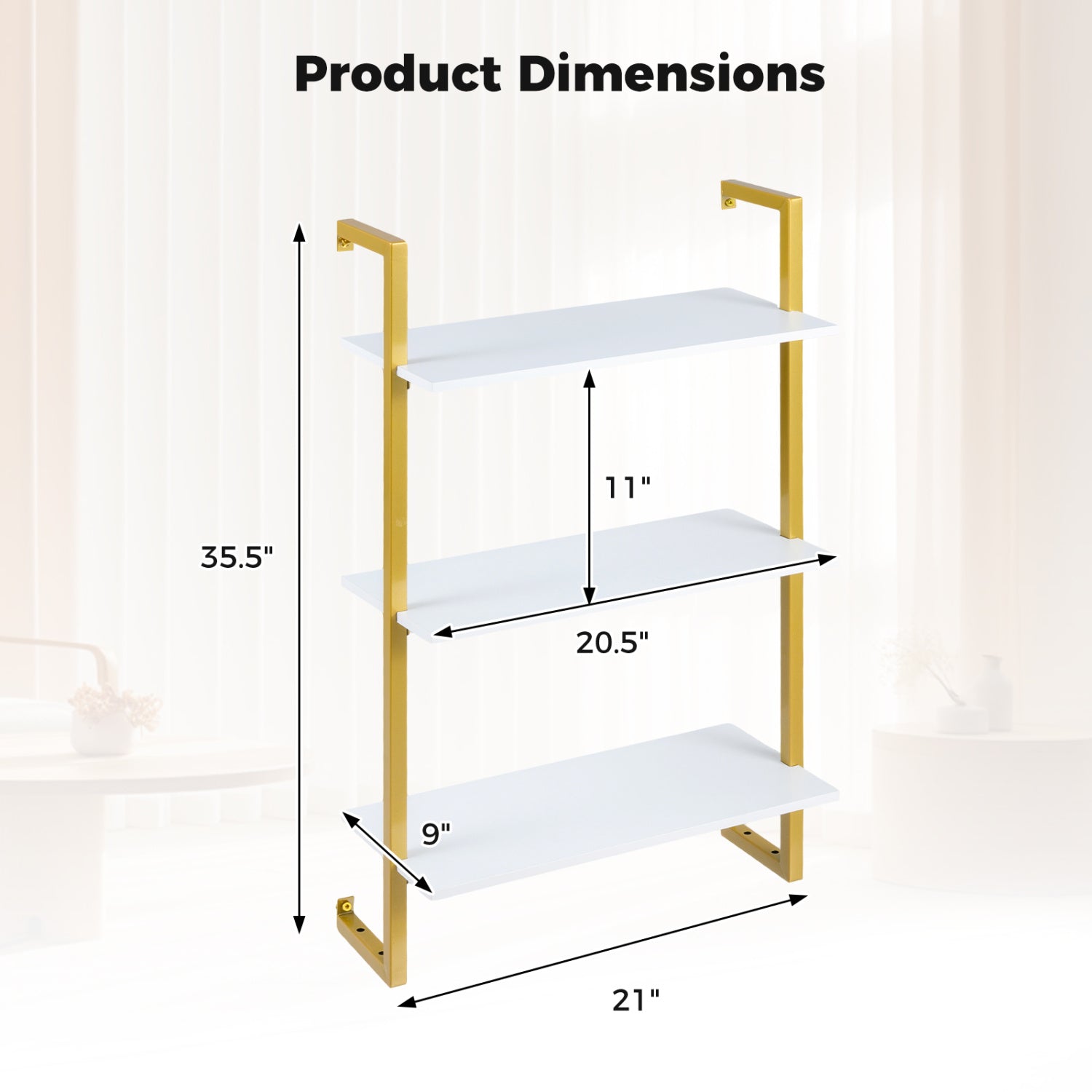 3-Tier Floating Shelf for Kitchen Living Room, White Bookcases at Gallery Canada