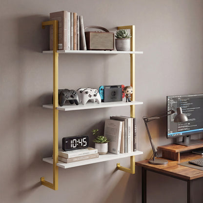 3-Tier Floating Shelf for Kitchen Living Room, White Bookcases at Gallery Canada