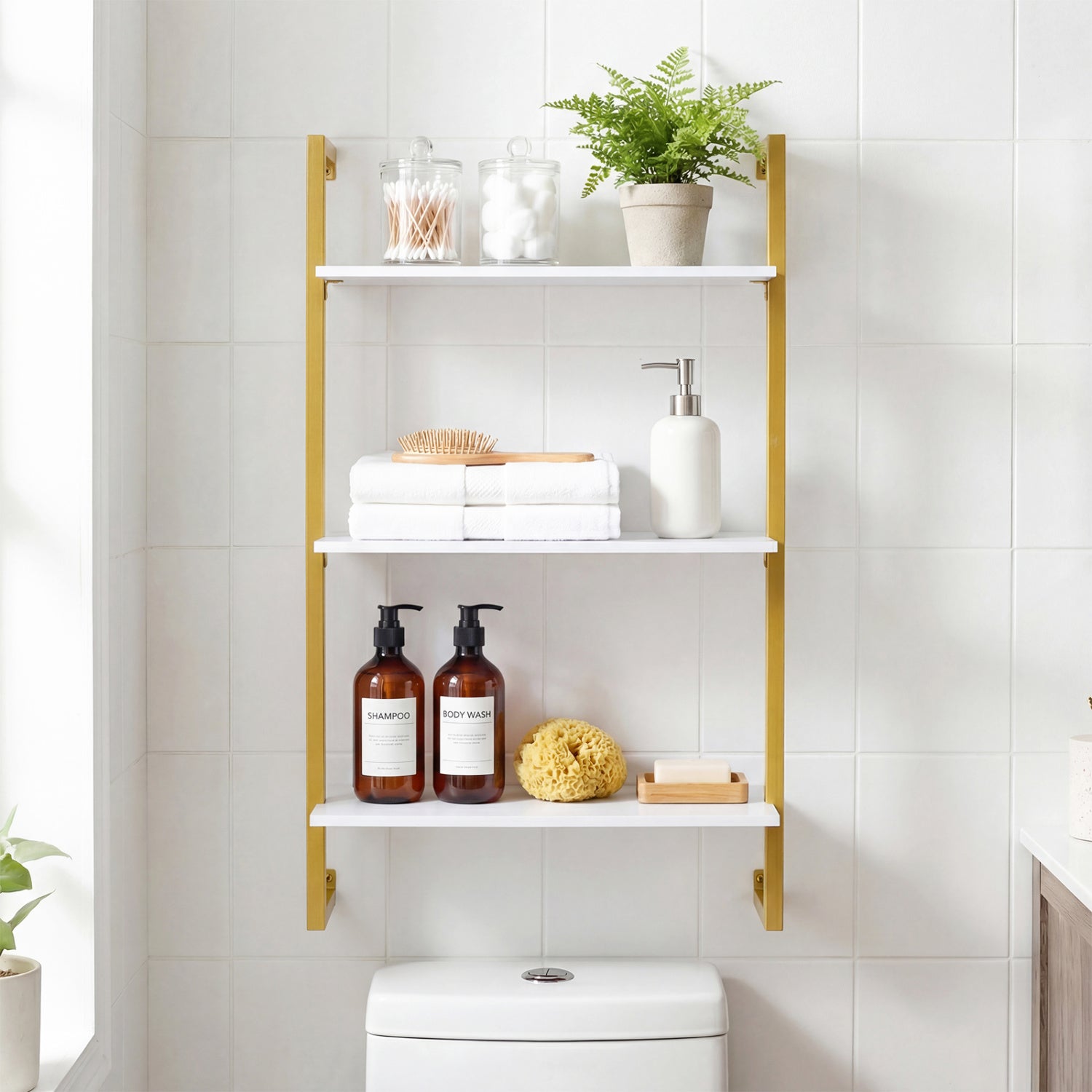 3-Tier Floating Shelf for Kitchen Living Room, White Bookcases at Gallery Canada