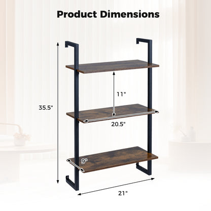 3-Tier Floating Modern Kitchen Shelf for Living Room Home Office and Bathroom, Rustic Brown Bookcases at Gallery Canada