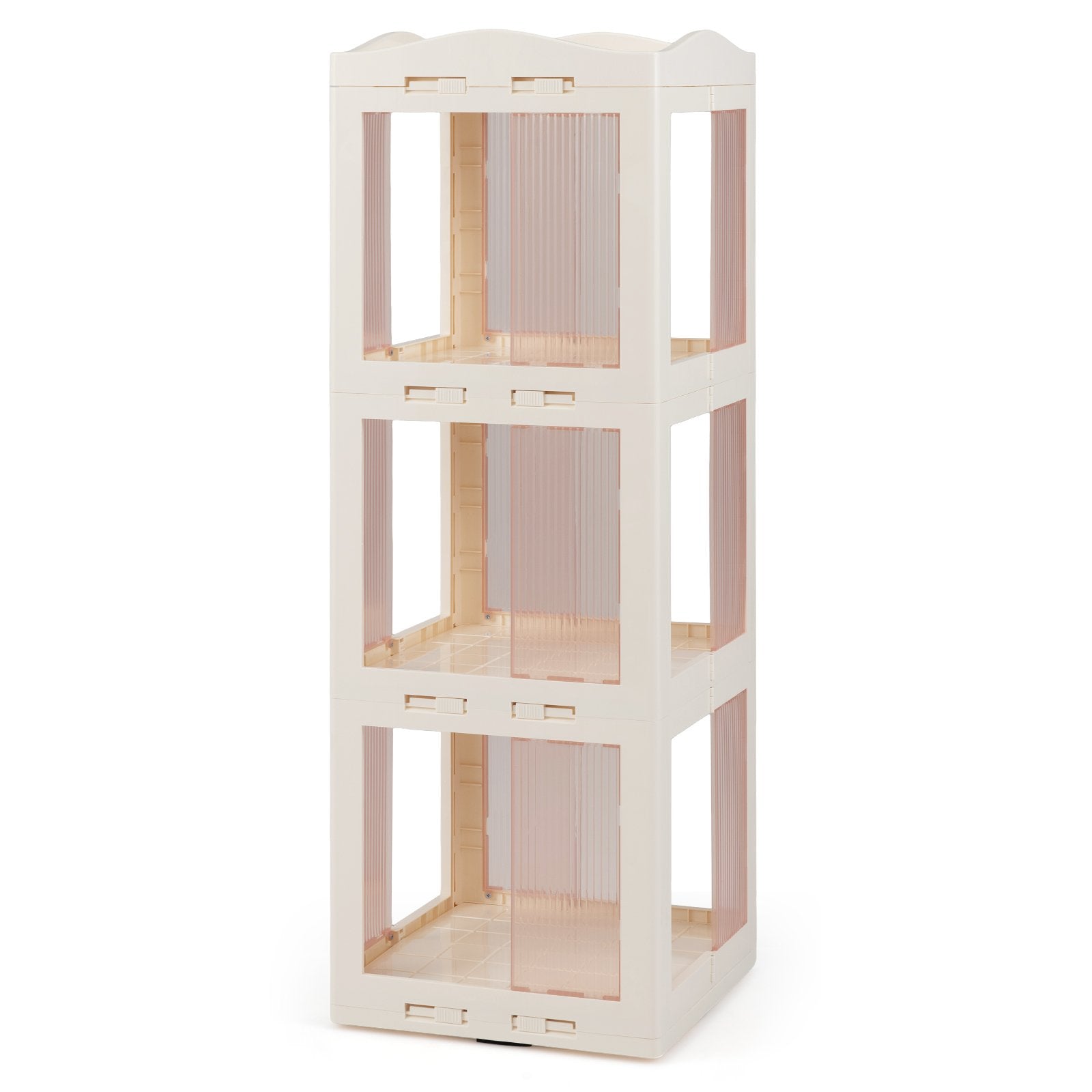 3-Tier Foldable Rotating Bookshelf with Swivel Base and Translucent Panels, White Bookcases White at Gallery Canada