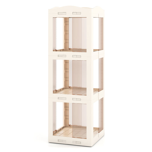3-Tier Foldable Rotating Bookshelf with Swivel Base and Translucent Panels, White Bookcases White at Gallery Canada