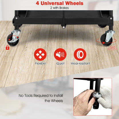 3-Tier Folding Trolley Cart With Universal Wheels, Black Garages at Gallery Canada