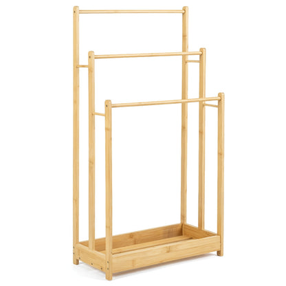 3-Tier Bamboo Towel Rack With Storage Shelf, Natural