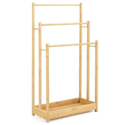 3-Tier Bamboo Towel Rack With Storage Shelf, Natural
