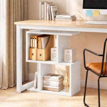Bibliothèque géométrique, étagère de présentation, table d'appoint ensemble de 2, blanc