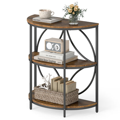 3-Tier Half Round End Table, Study Metal Frame, Brown End & Side Tables at Gallery Canada