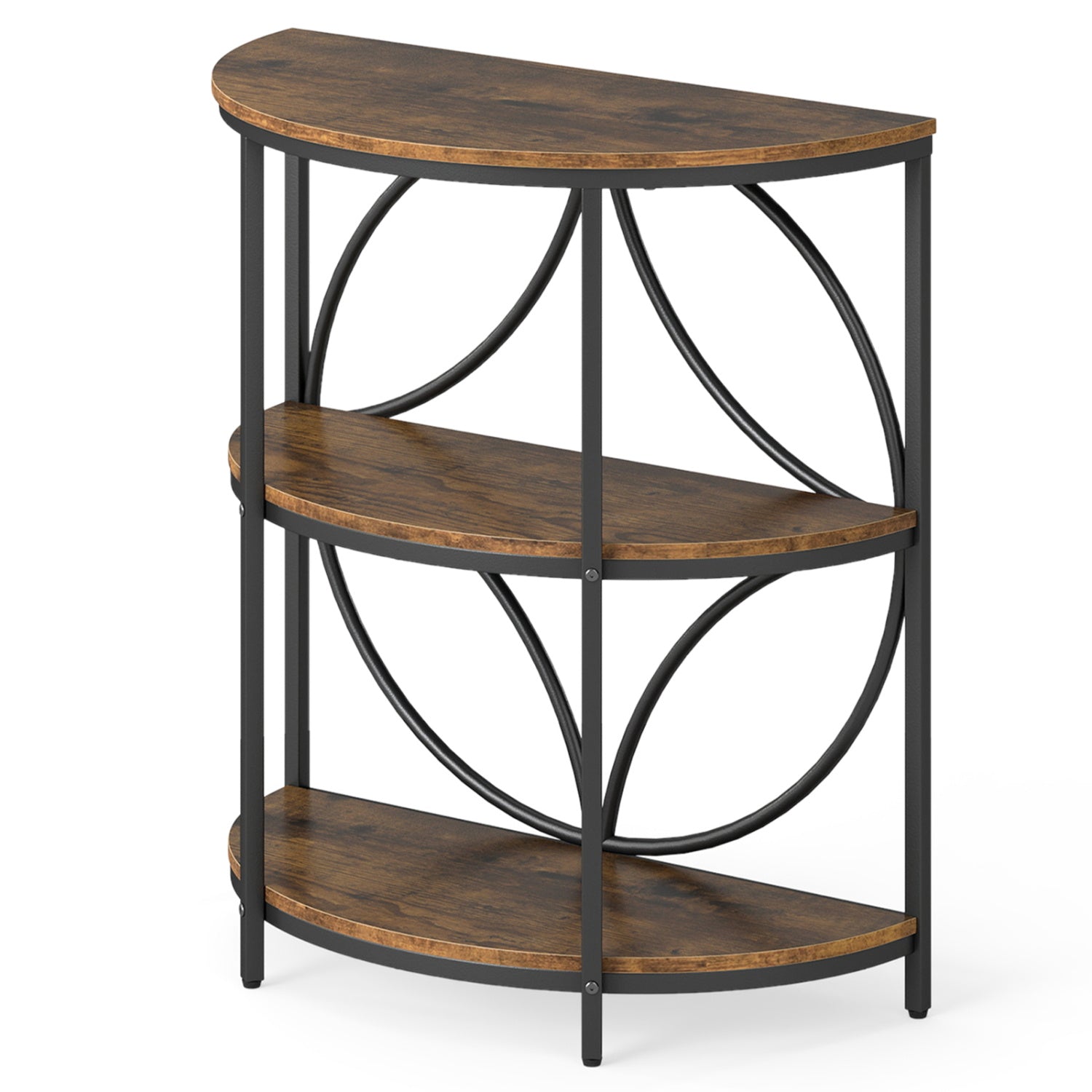 3-Tier Half Round End Table, Study Metal Frame, Brown End & Side Tables at Gallery Canada
