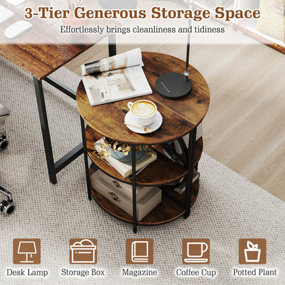 3-Tier Half Round End Table, Study Metal Frame, Brown End & Side Tables at Gallery Canada